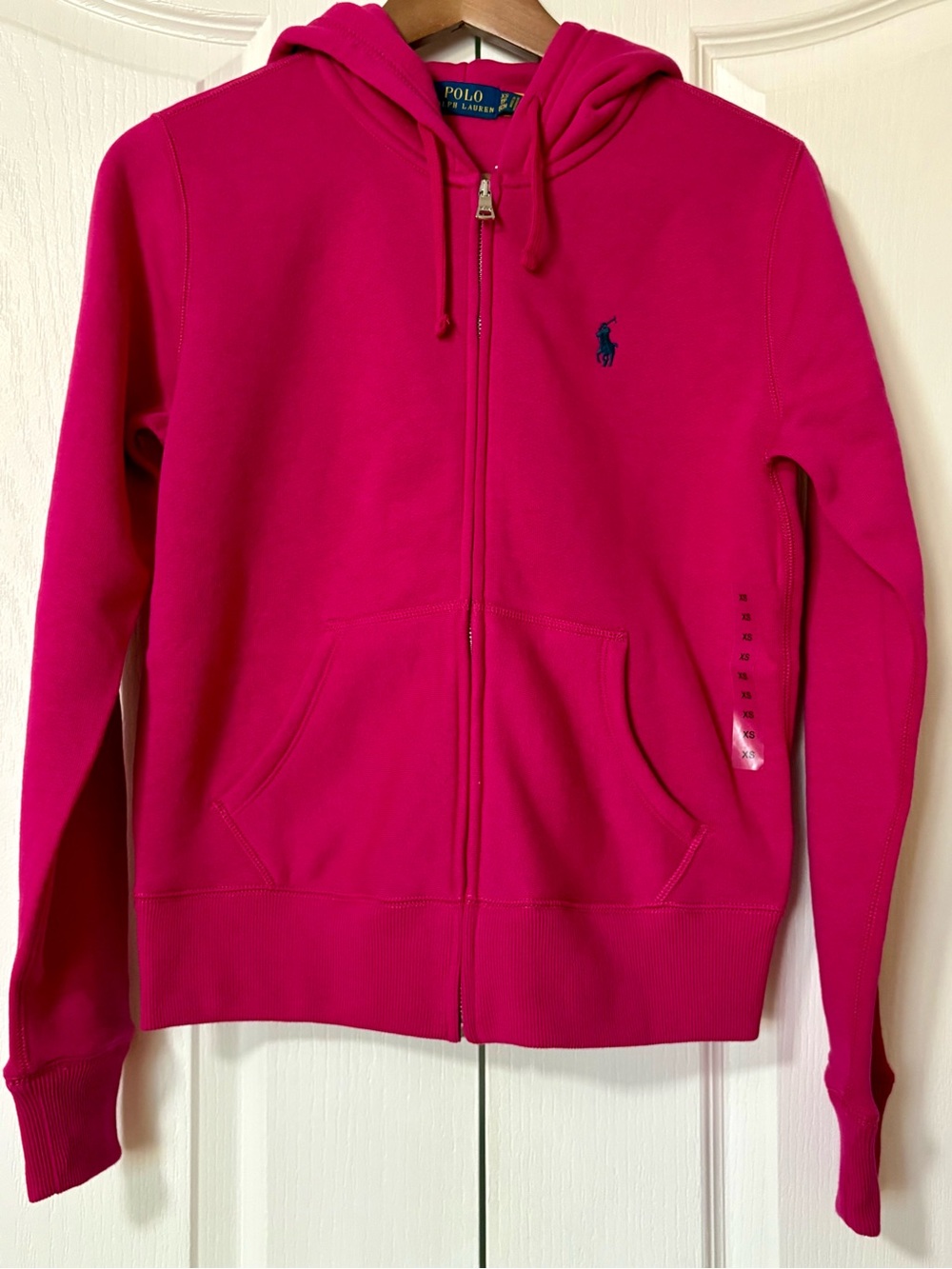 Ralph Lauren Hot Pink Zip Hoodie with Pony Logo
